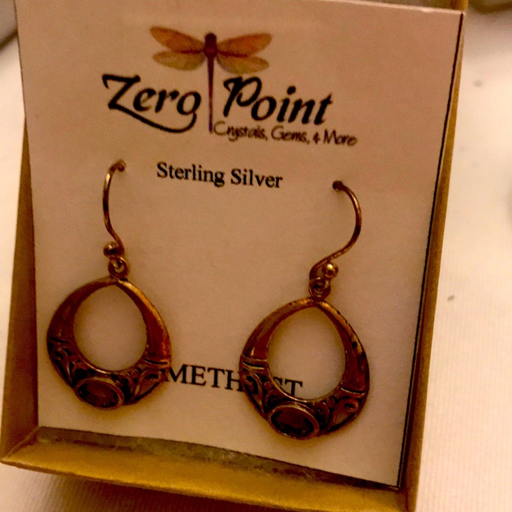 Zero Point Sterling silver amethyst earrings
